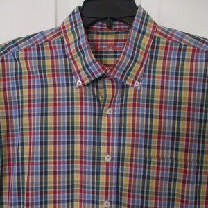 Alan Flusser Mens L/S Multicolor Cotton Button-down Casual Shirt - Size XL